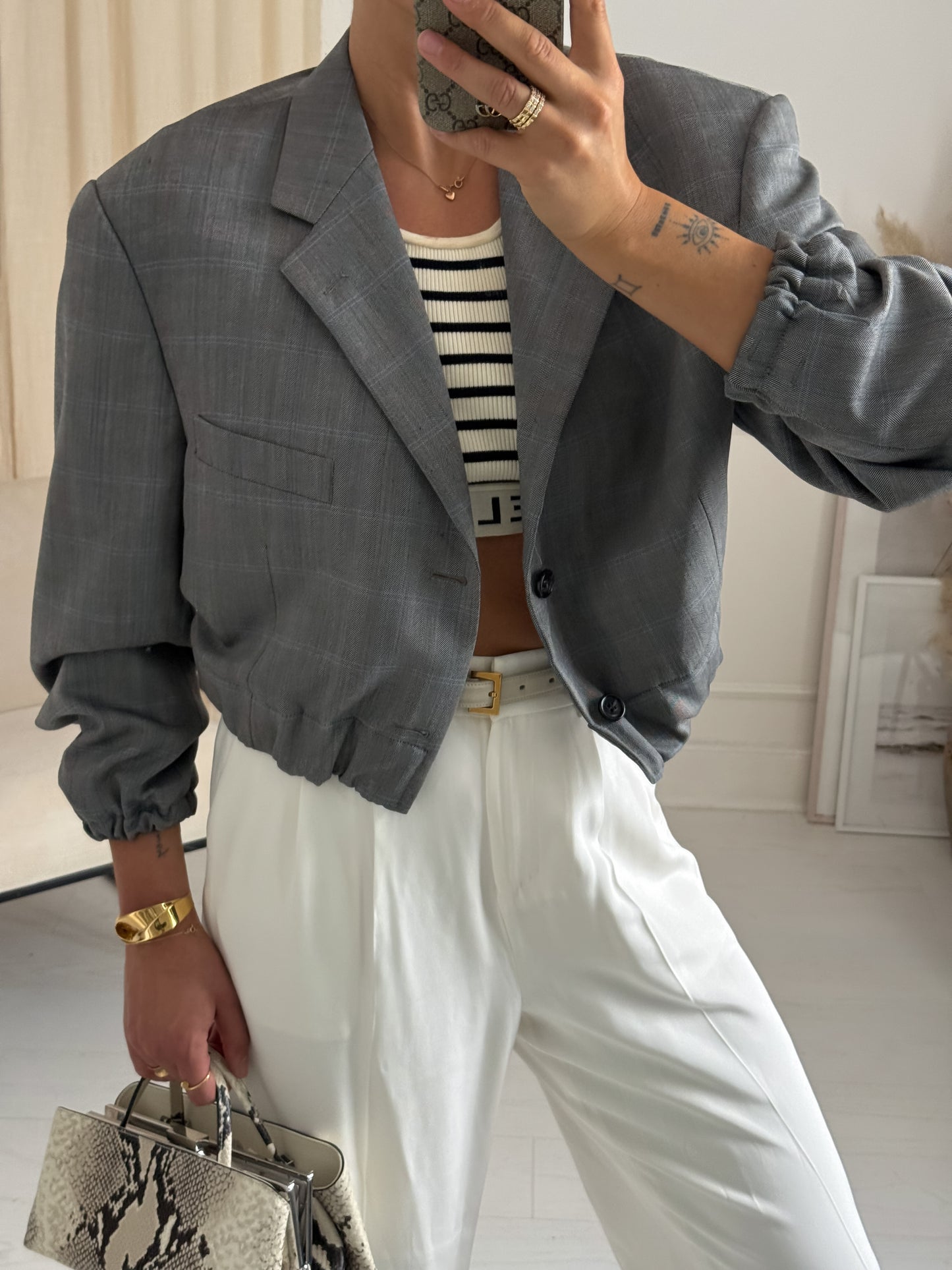 Vintage Balmain Reworked Cropped Blazer Bomber