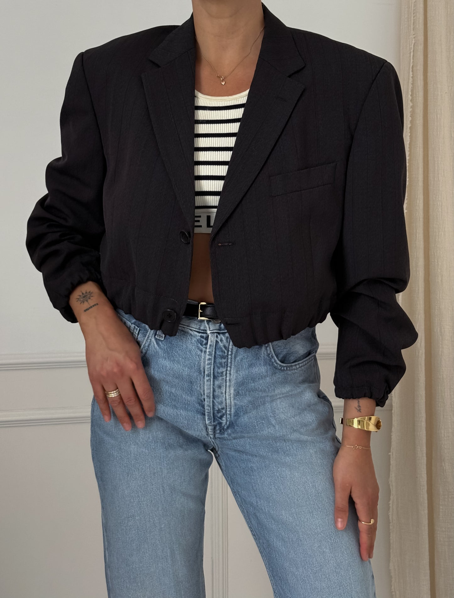 Vintage Hugo Boss Reworked Cropped Blazer Bomber
