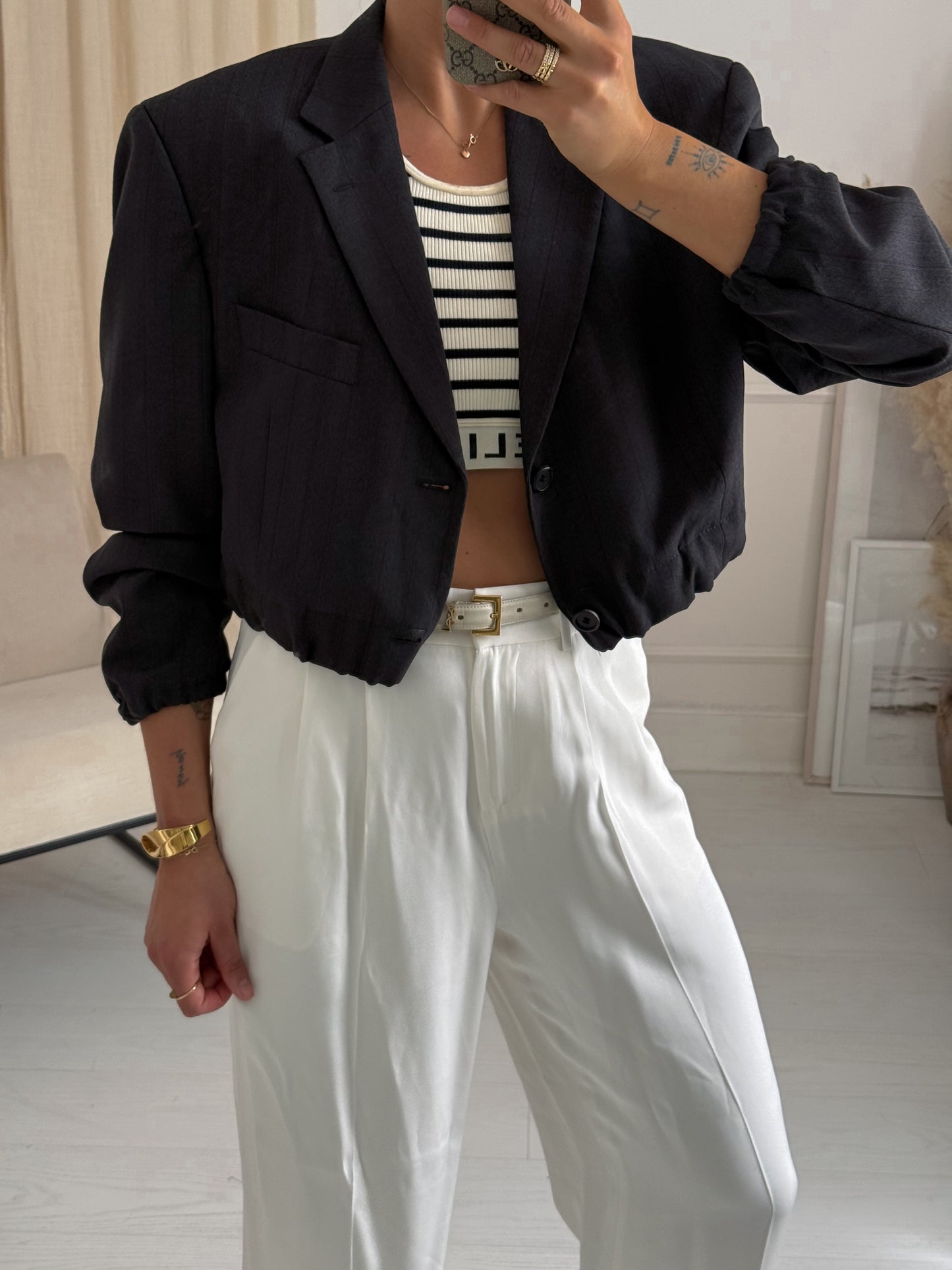 Vintage Hugo Boss Reworked Cropped Blazer Bomber