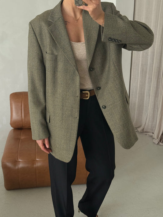 Vintage Olive Wool Blend Blazer