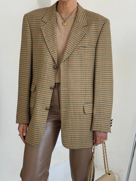 Wool checked oversized blazer