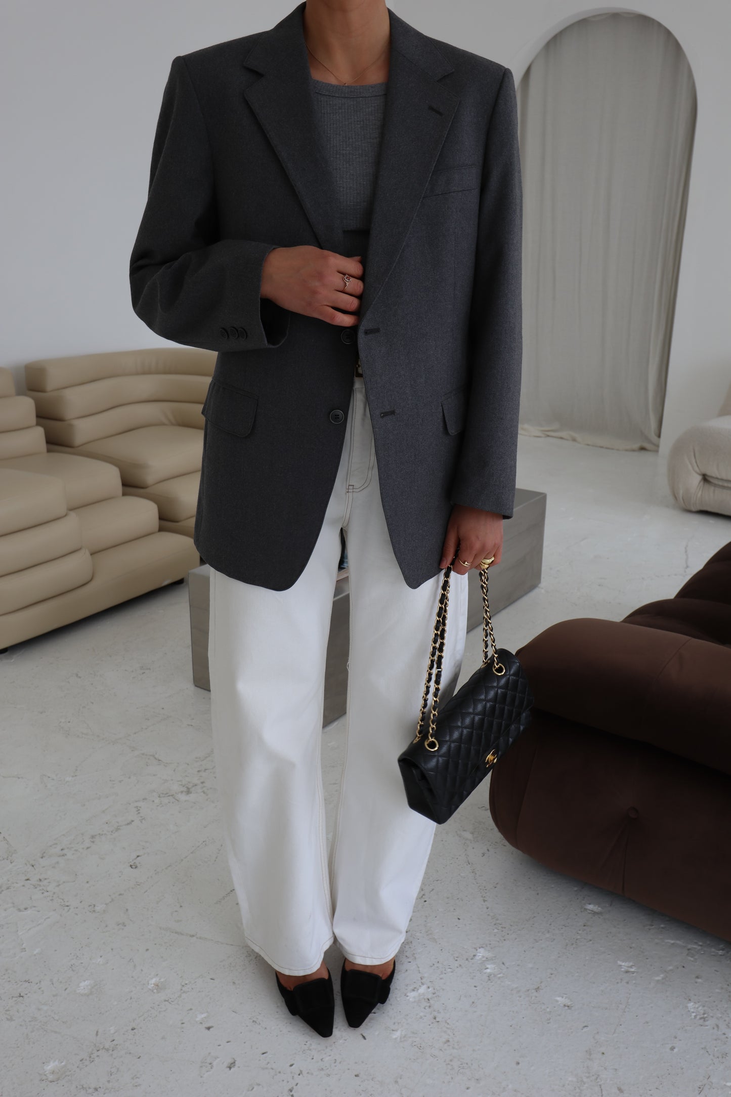 Structured Grey Wool Blazer