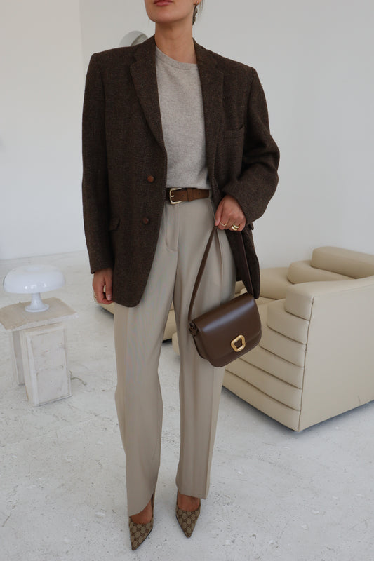 Vintage Brown Oversized Wool Blazer