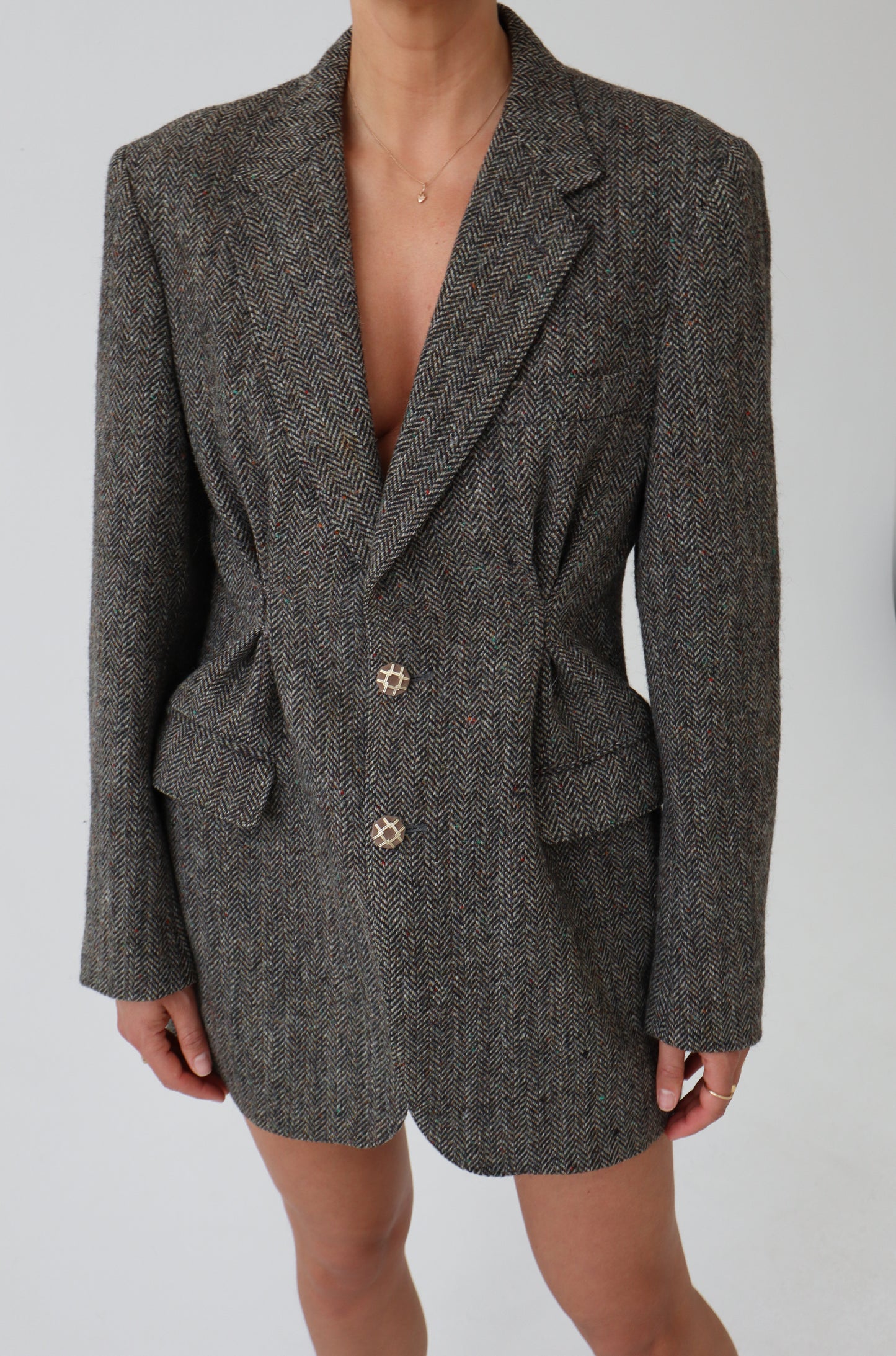 The Kensington - Brown Herringbone Blazer Dress