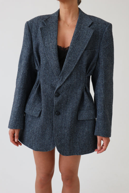 The Soho – Blue Herringbone Blazer Dress
