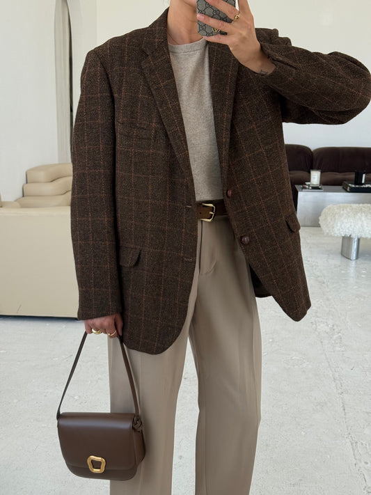 Vintage Oversized Wool Brown Blazer