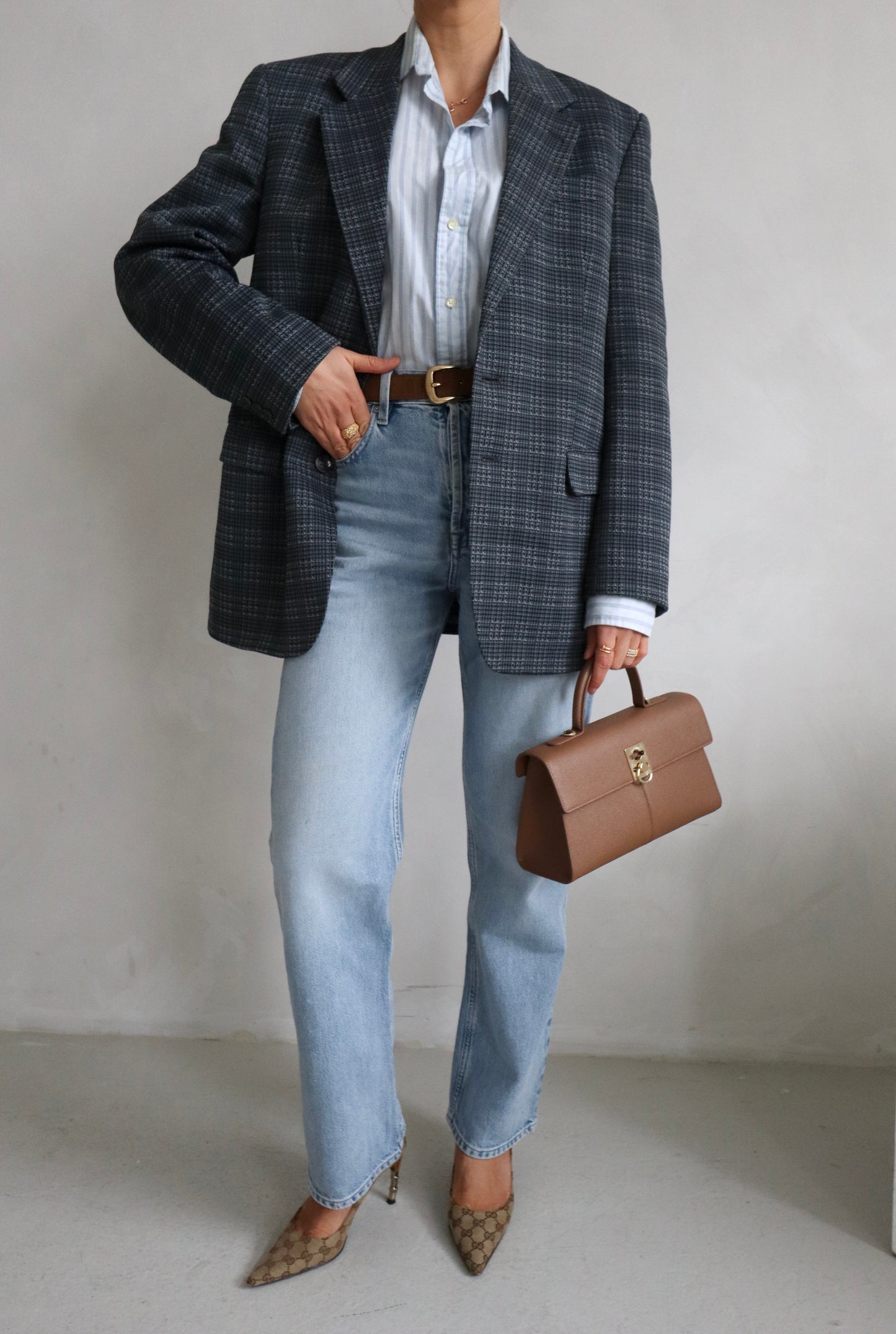 Vintage Checked Blue Blazer