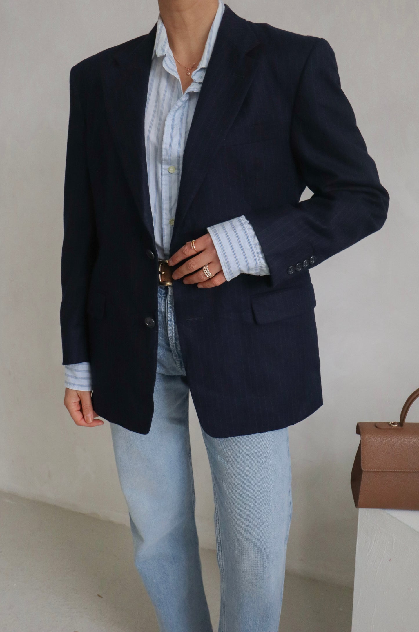 Vintage Burberry's Navy Stripe Blazer