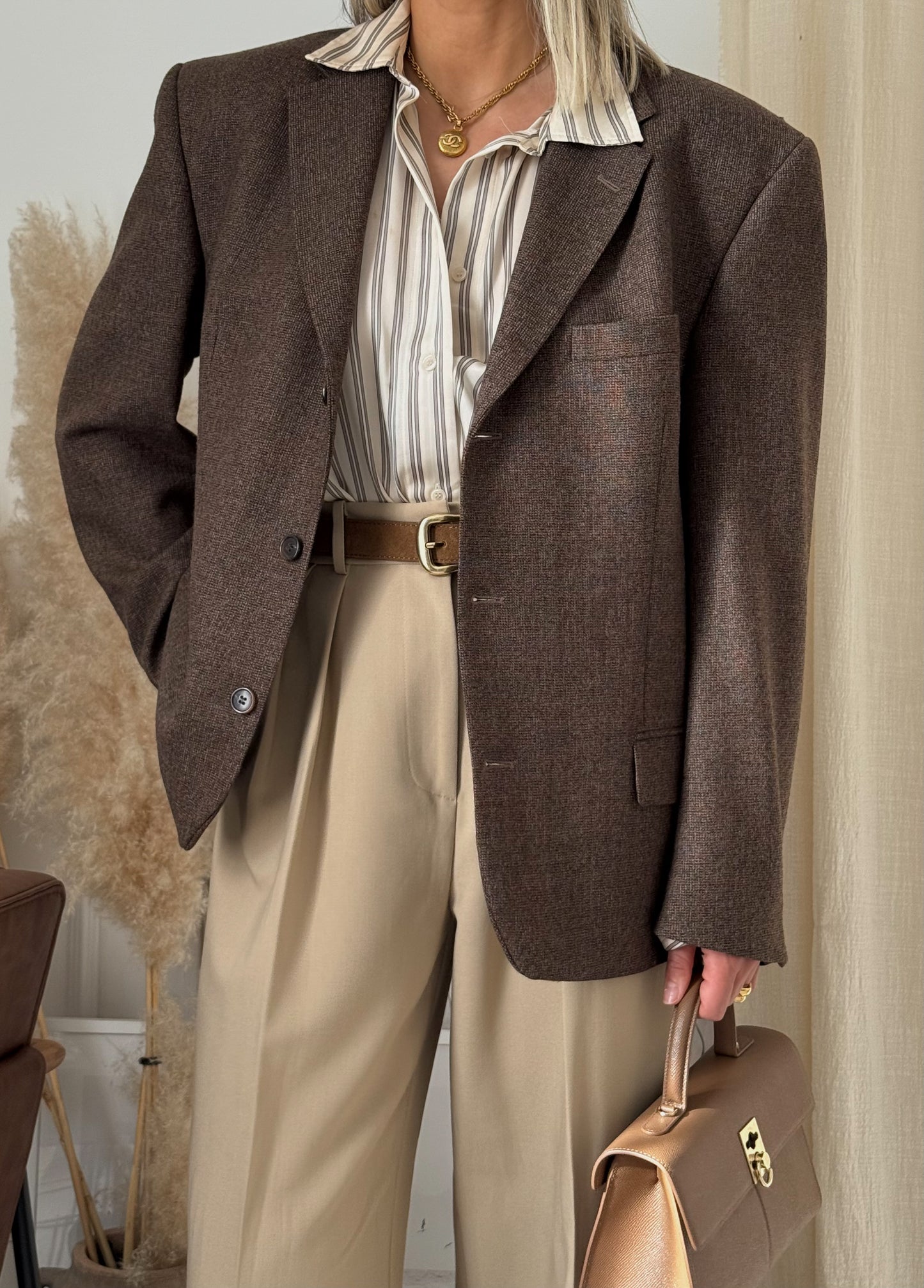 Vintage Oversized Brown Wool Blazer