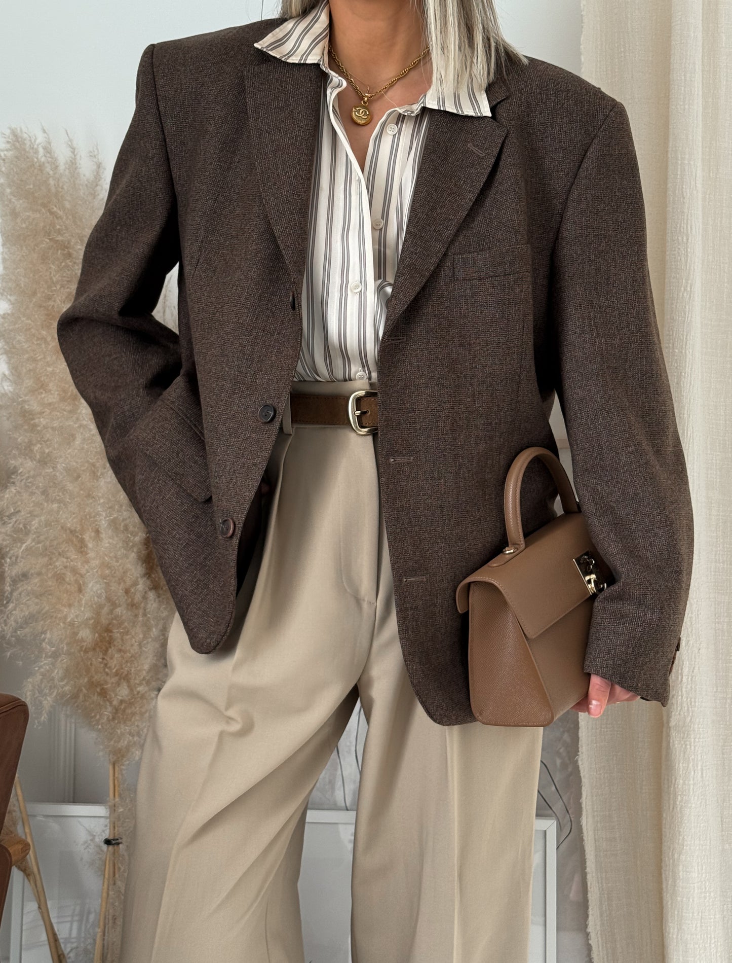 Vintage Oversized Brown Wool Blazer