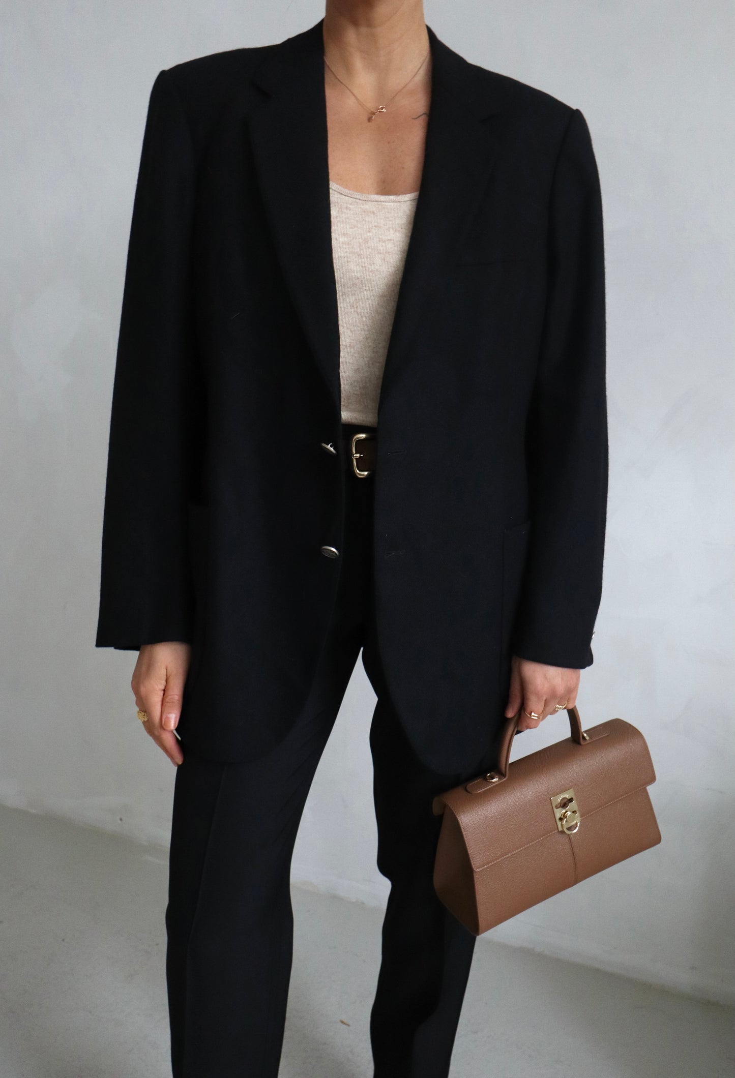 Vintage Designer Black Wool Blazer