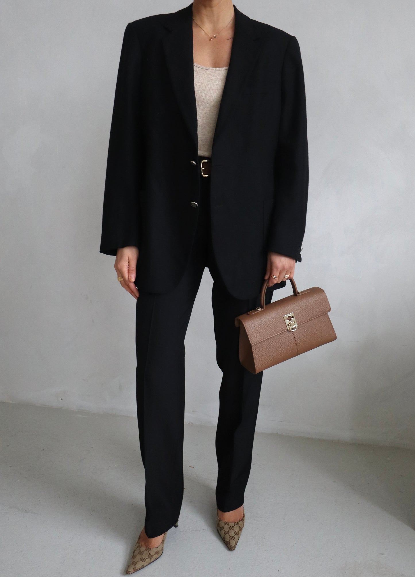 Vintage Designer Black Wool Blazer