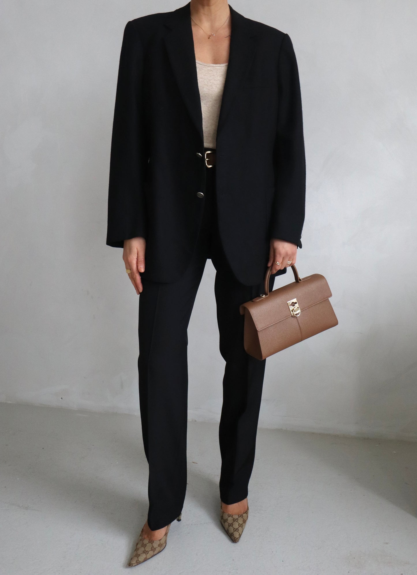 Vintage Designer Black Wool Blazer