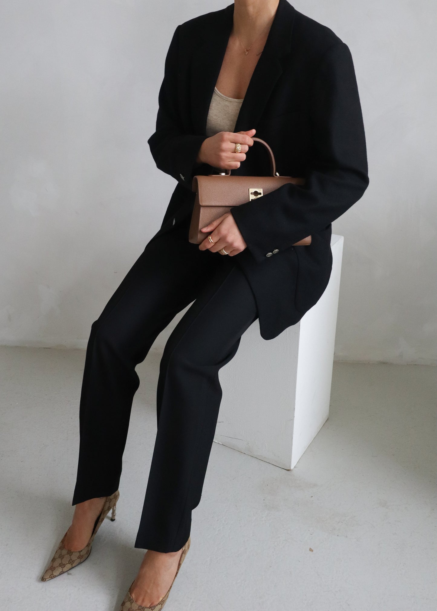 Vintage Designer Black Wool Blazer