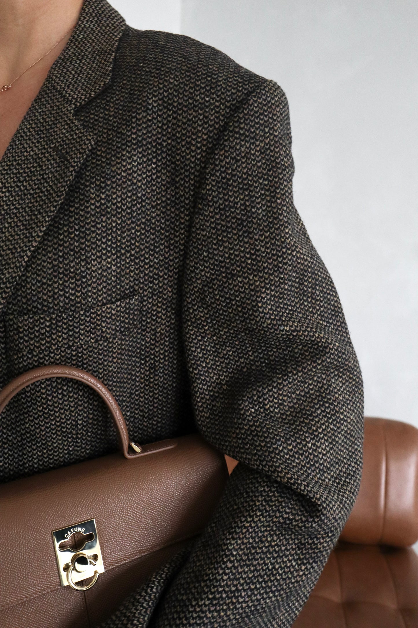 Vintage Oversized Brown Textured blazer