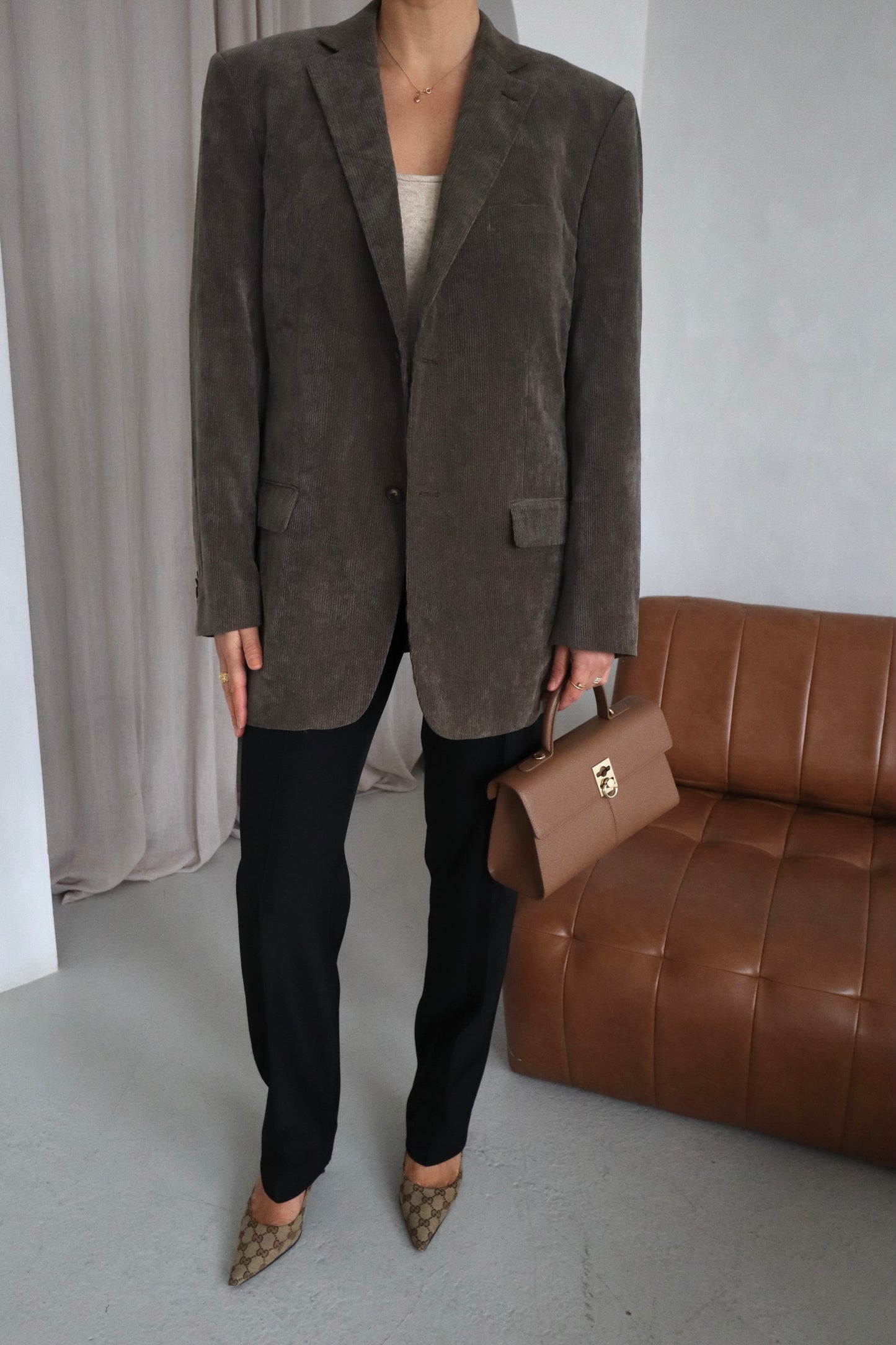 Vintage khaki oversized blazer