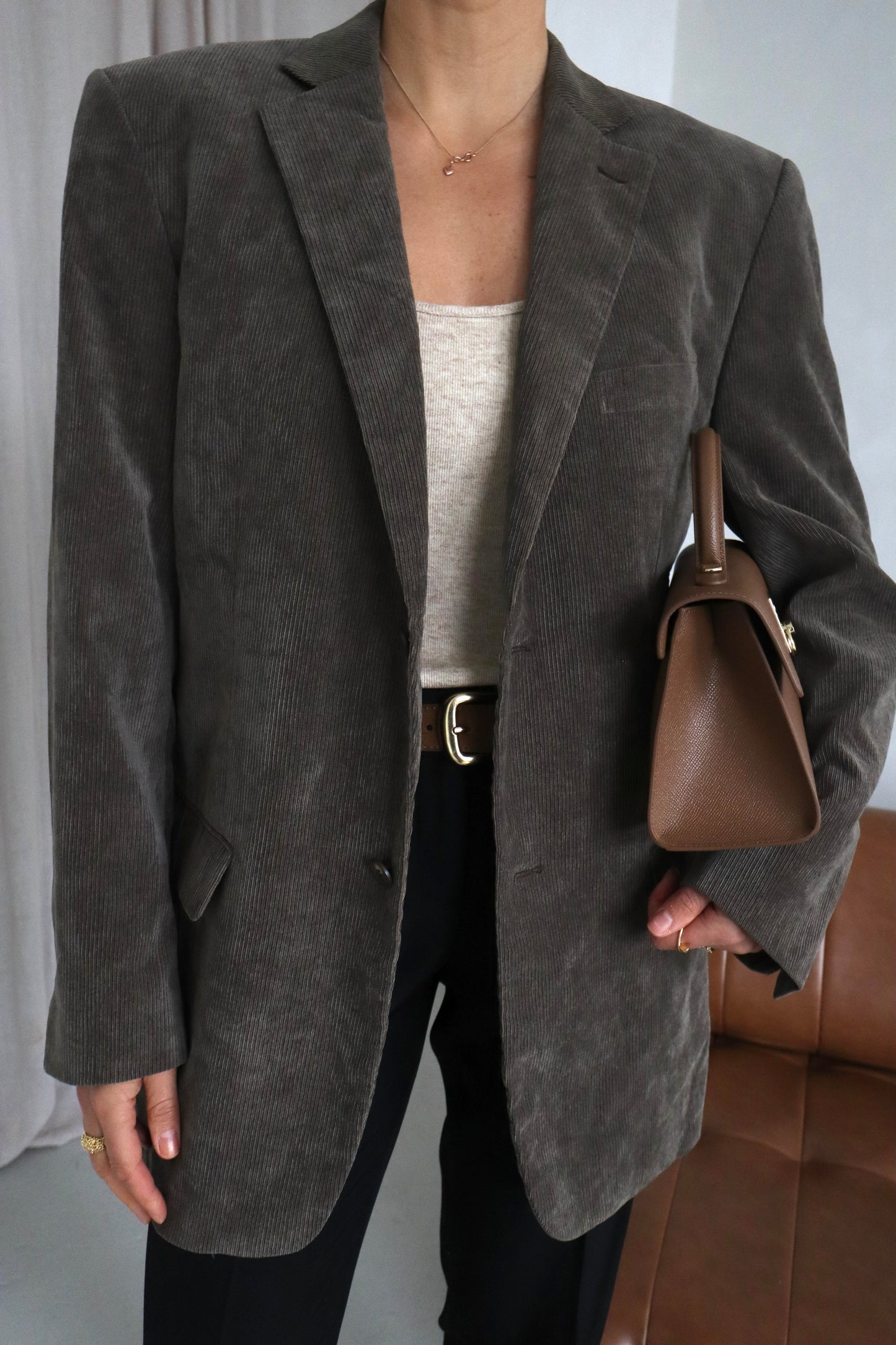 Vintage khaki oversized blazer