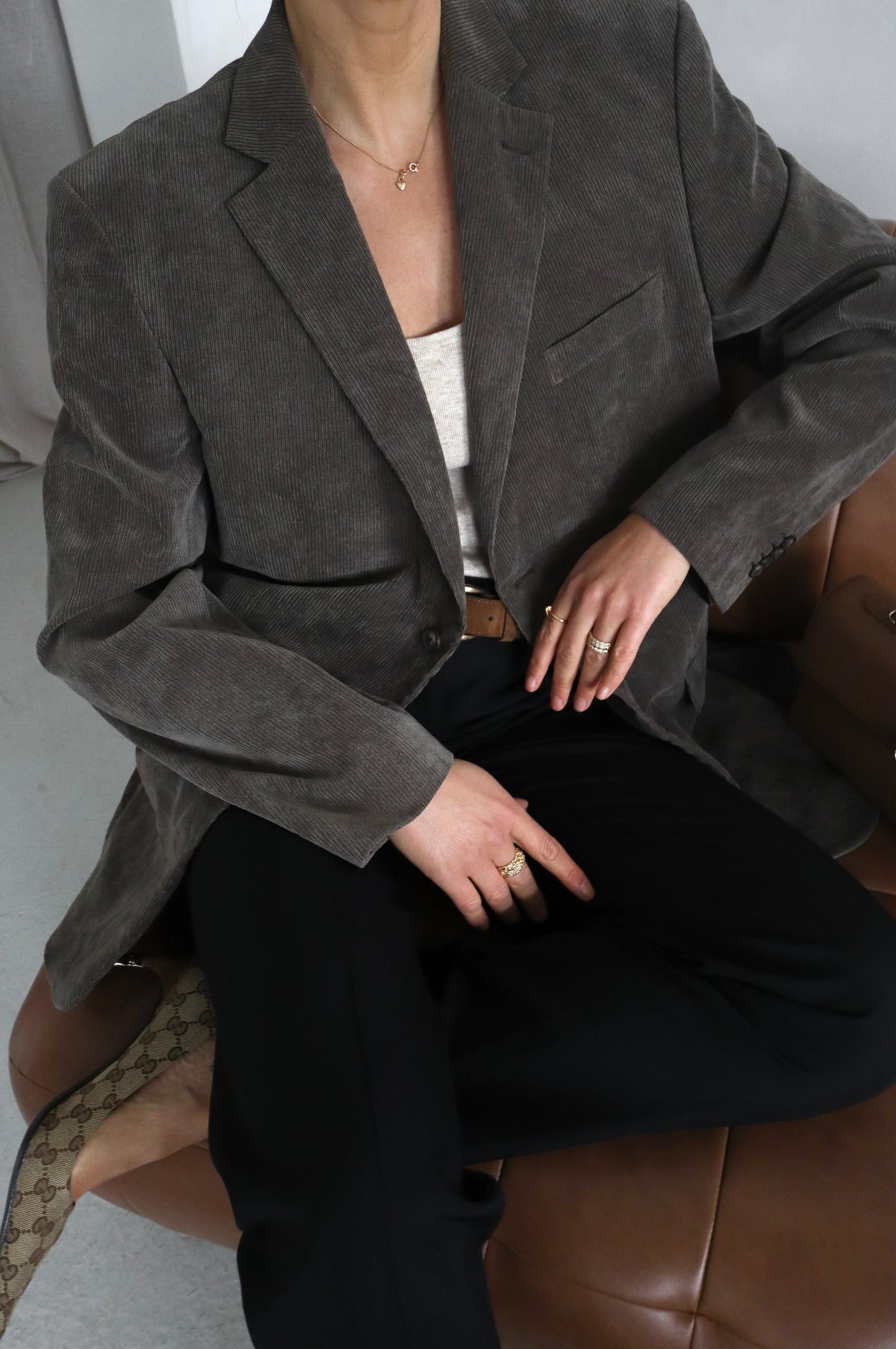 Vintage khaki oversized blazer