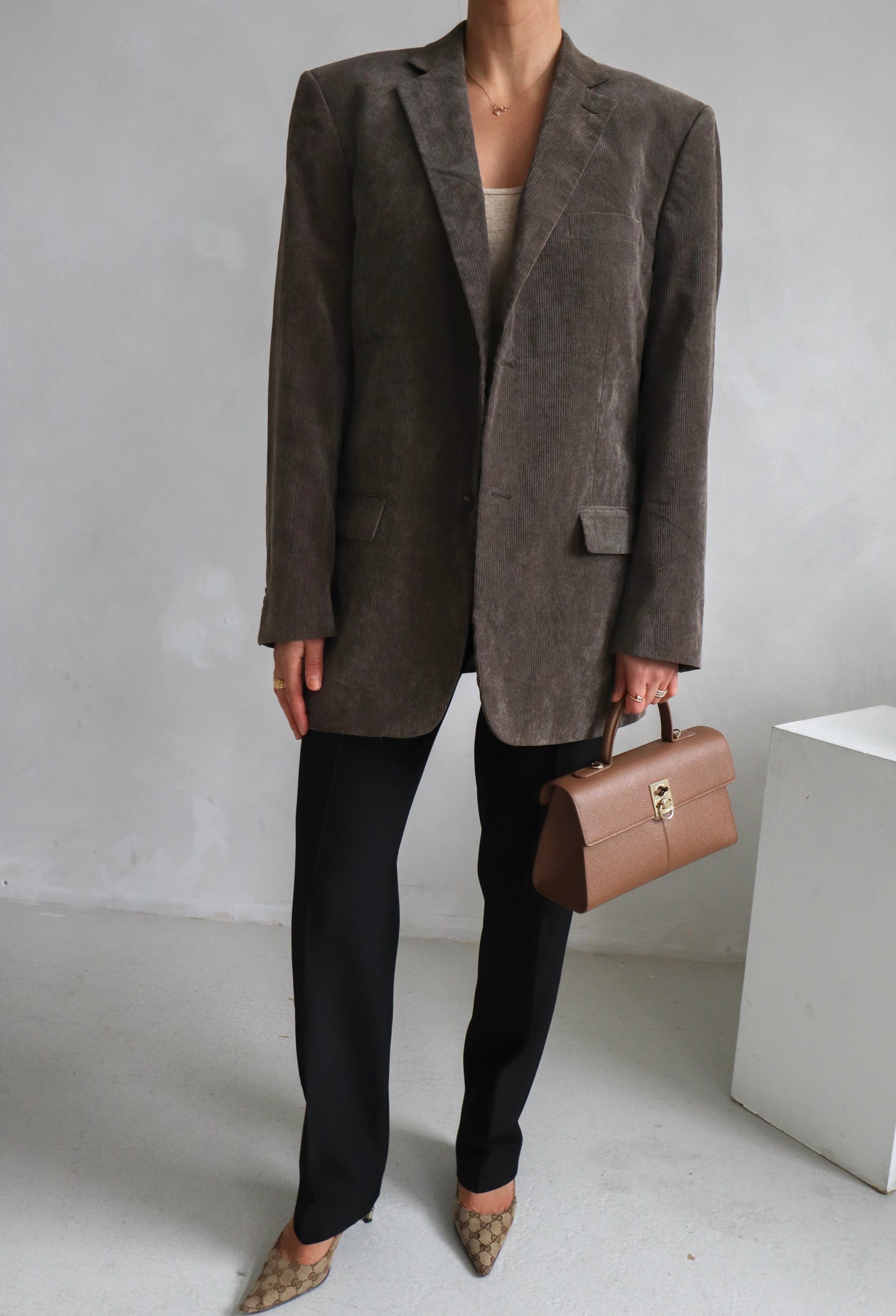 Vintage khaki oversized blazer