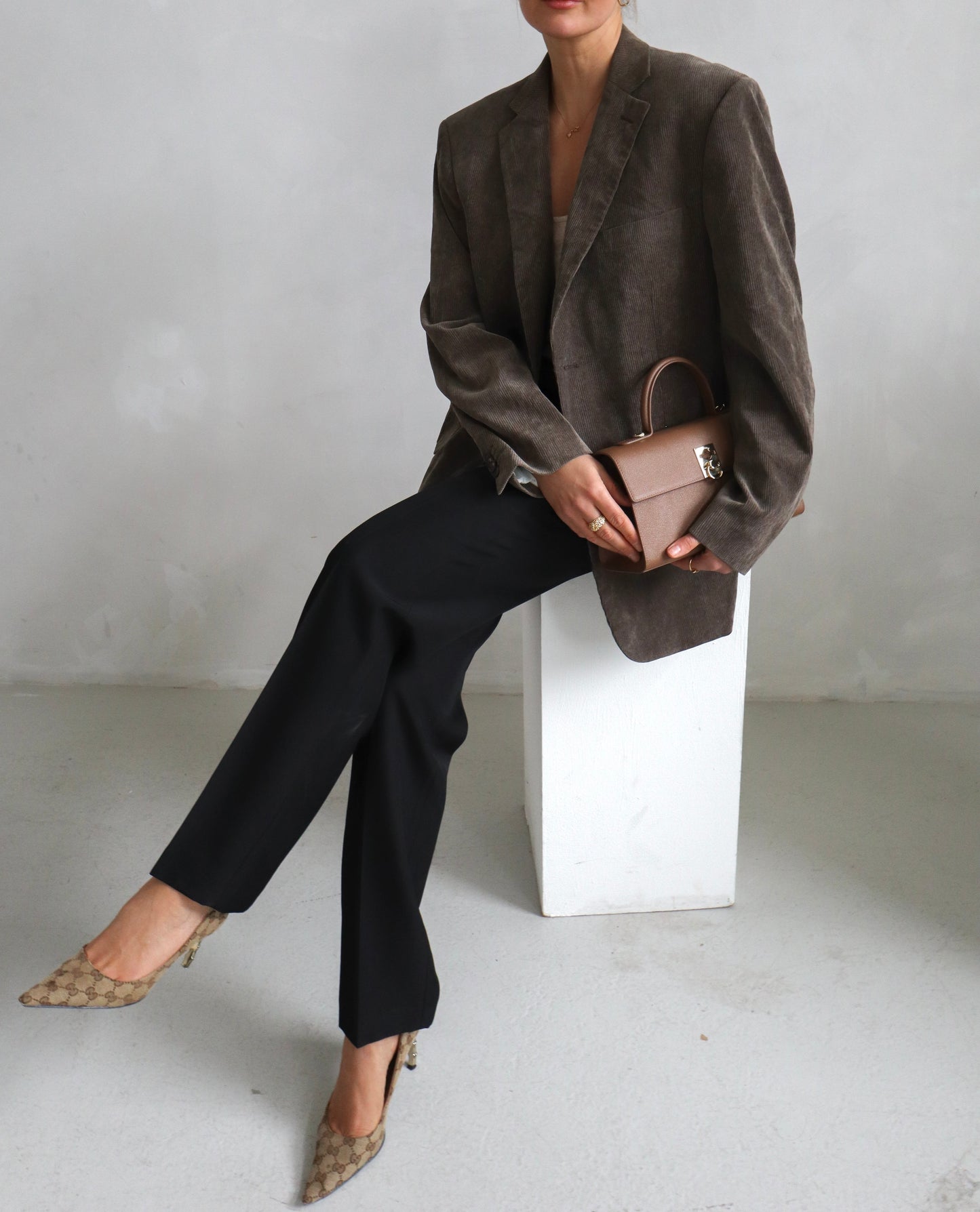 Vintage khaki oversized blazer