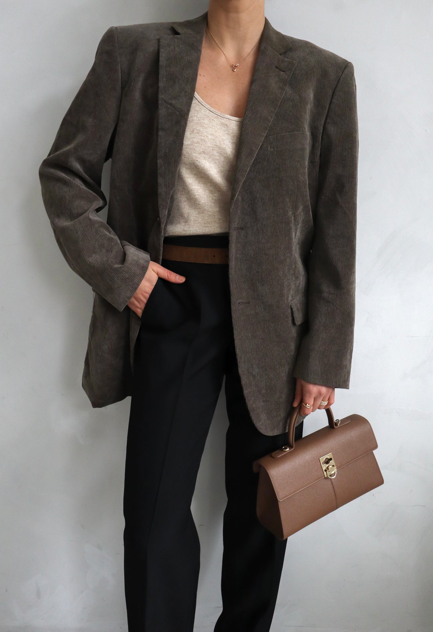 Vintage khaki oversized blazer