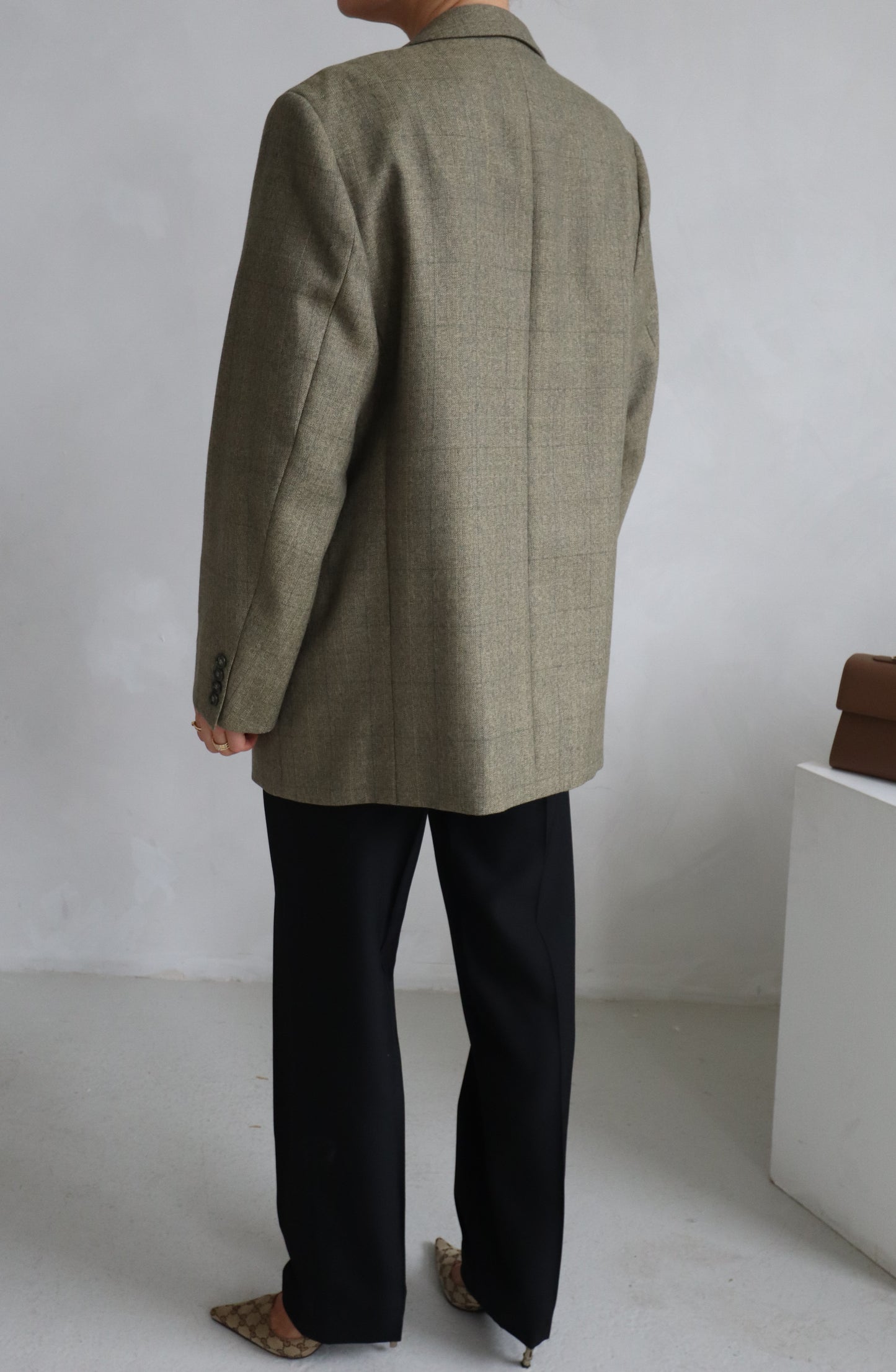 Vintage Olive Wool Blend Blazer