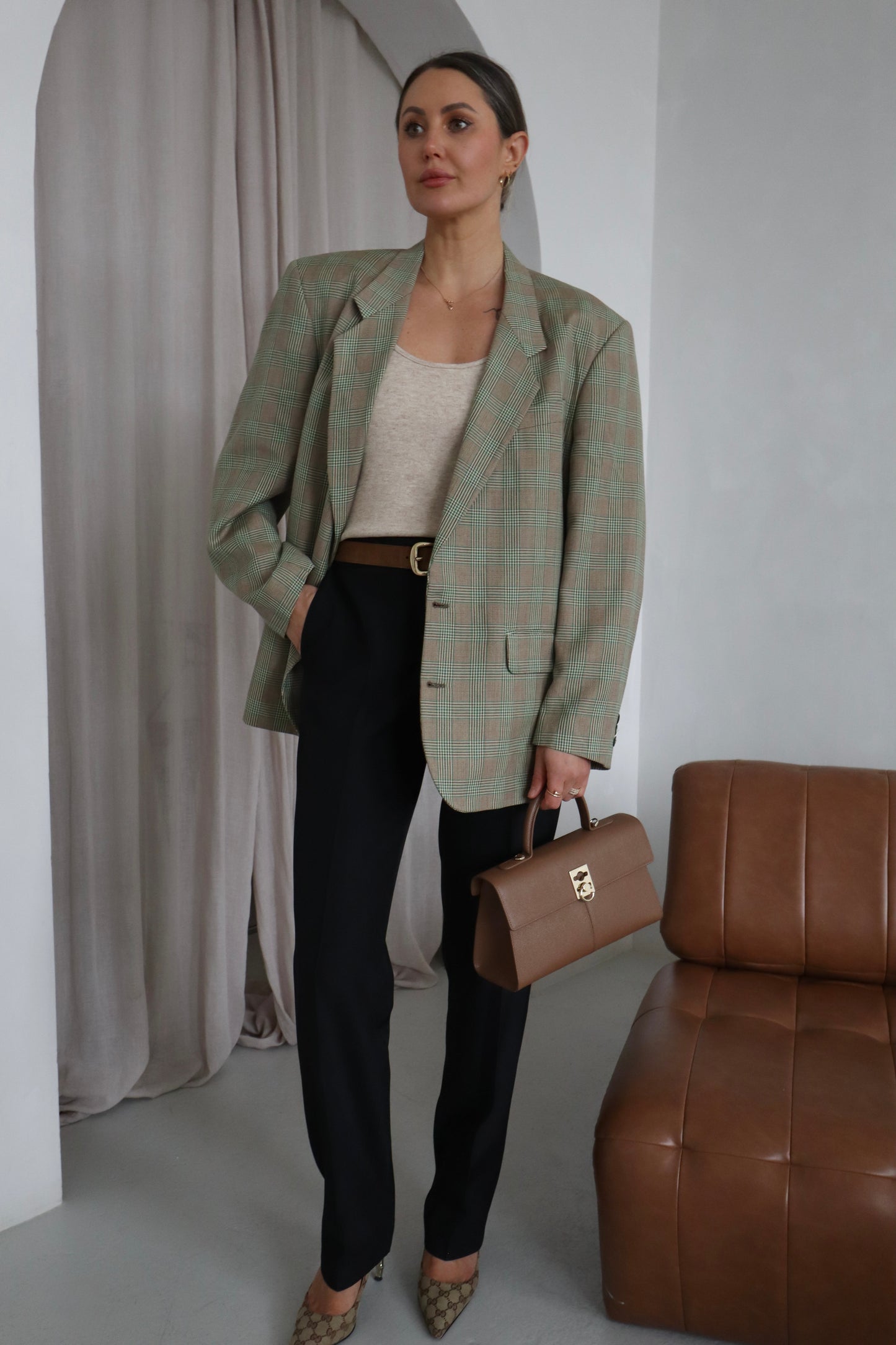 Oversized Checked Blazer