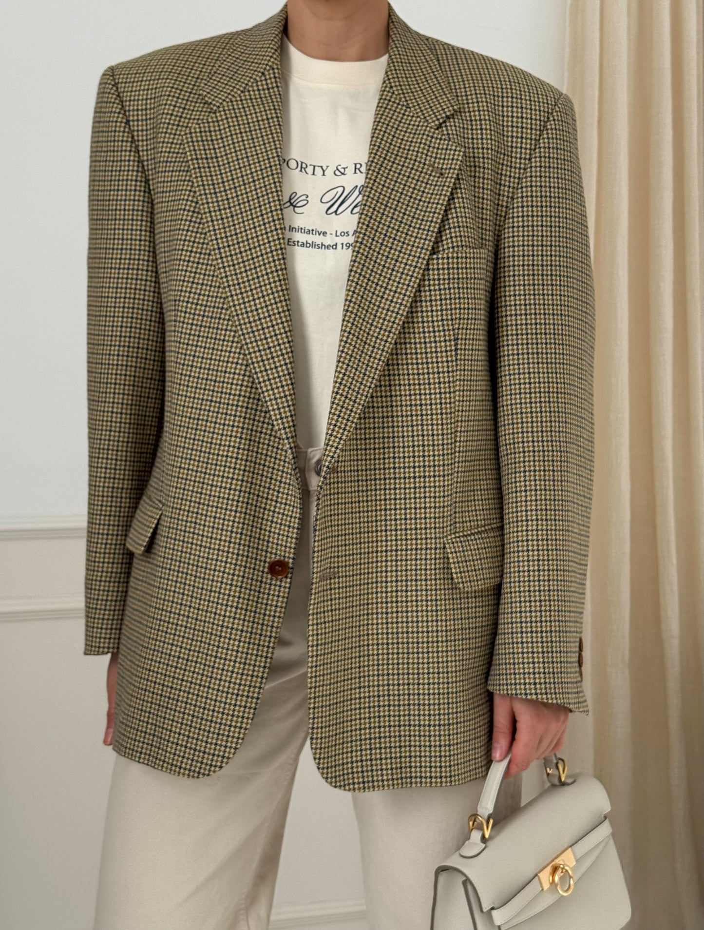 Vintage Wool Houndstooth Blazer
