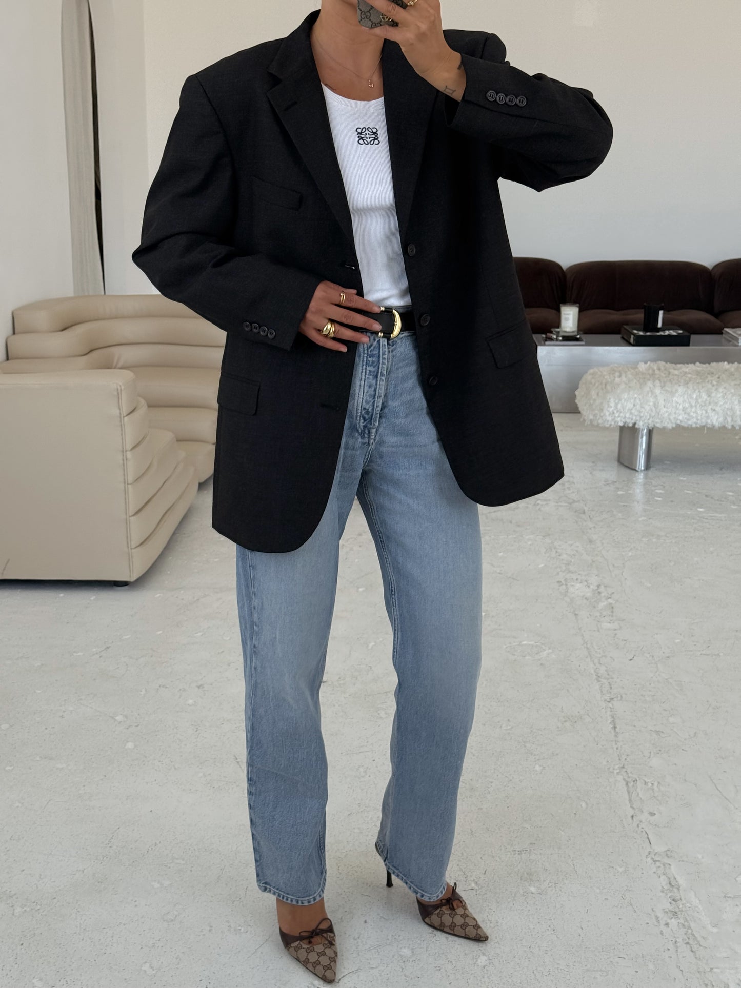 Vintage Designer Black Wool Blazer