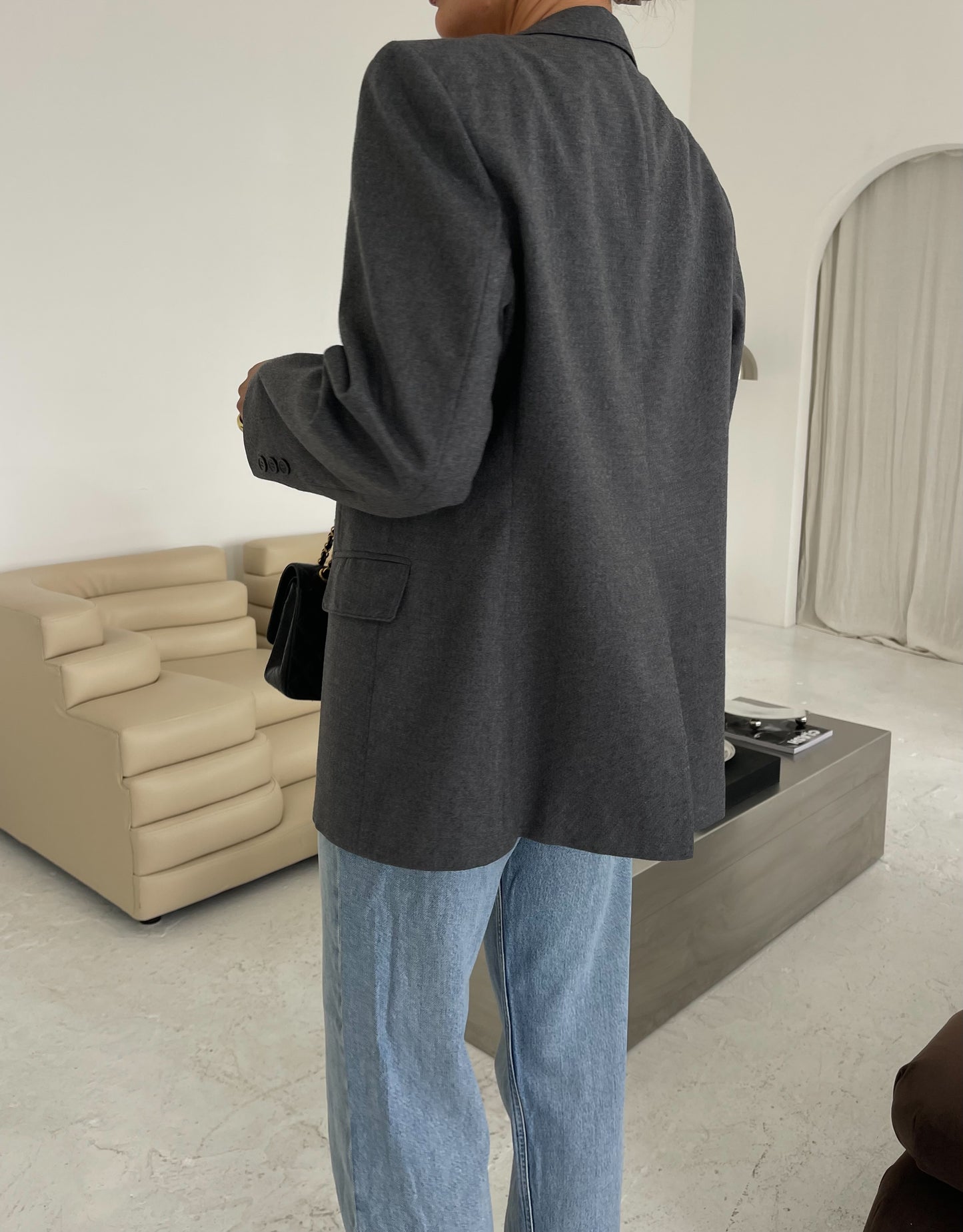 Structured Grey Wool Blazer