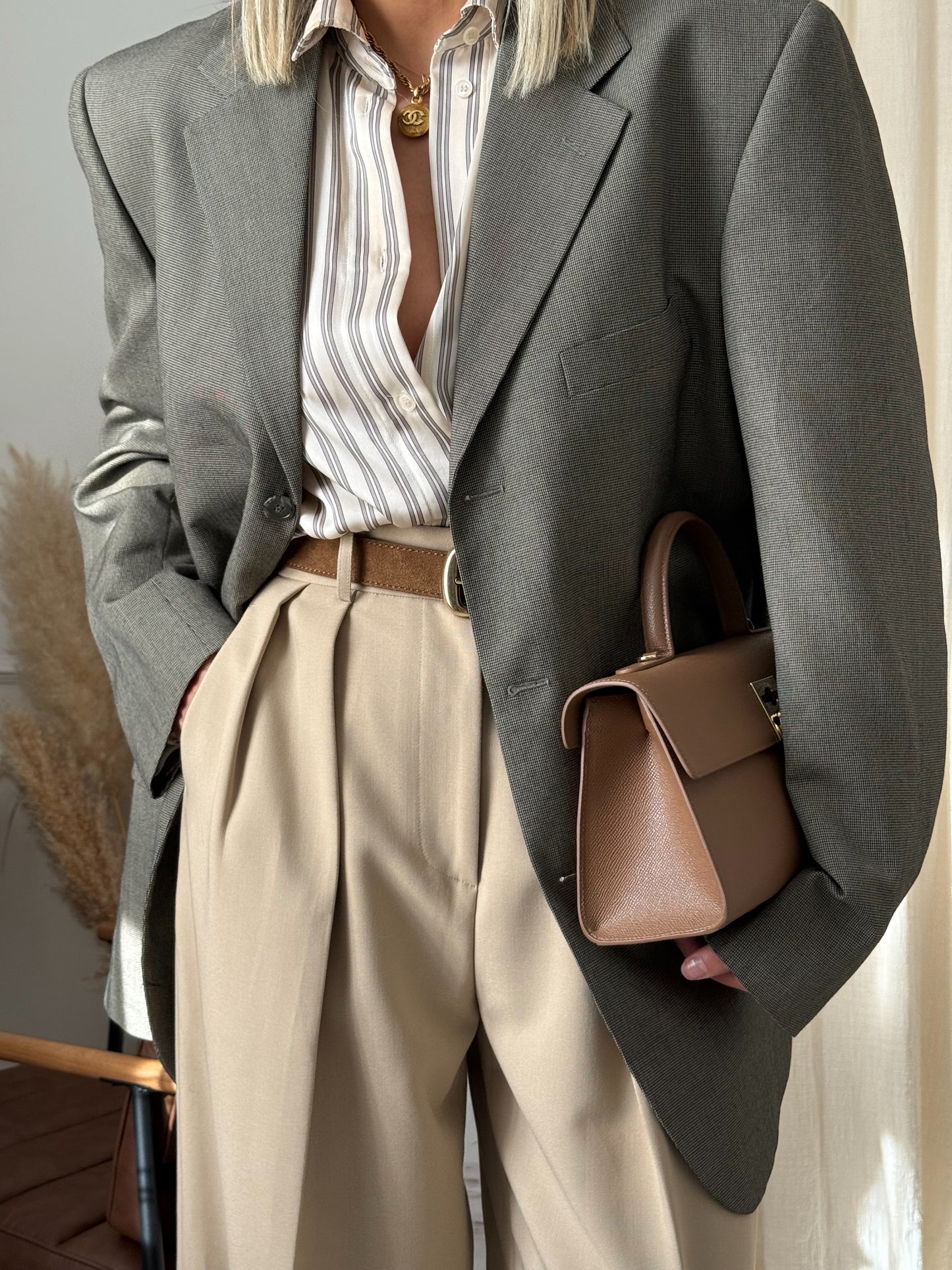 Oversized Vintage Khaki Wool Blazer