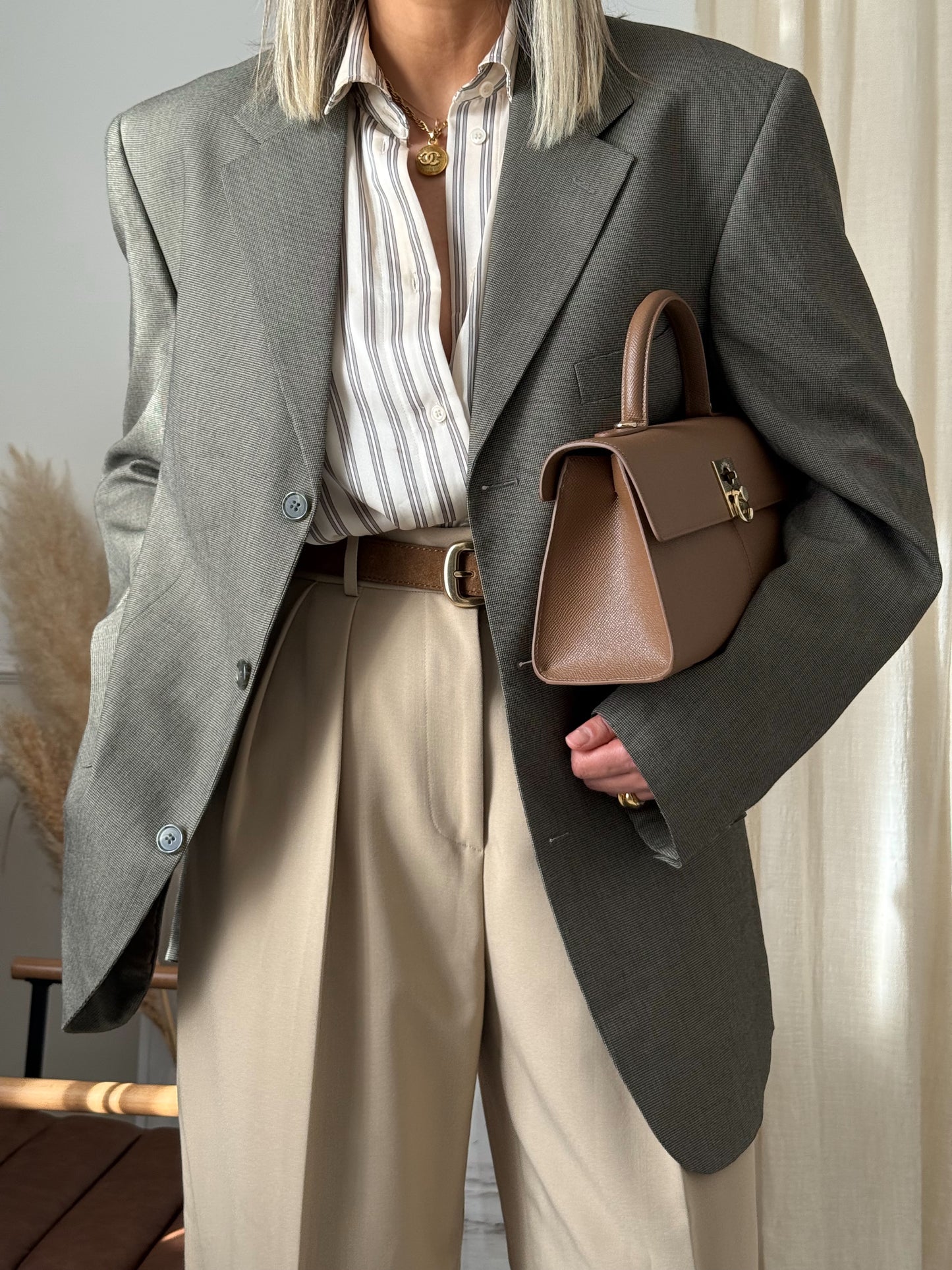 Oversized Vintage Khaki Wool Blazer
