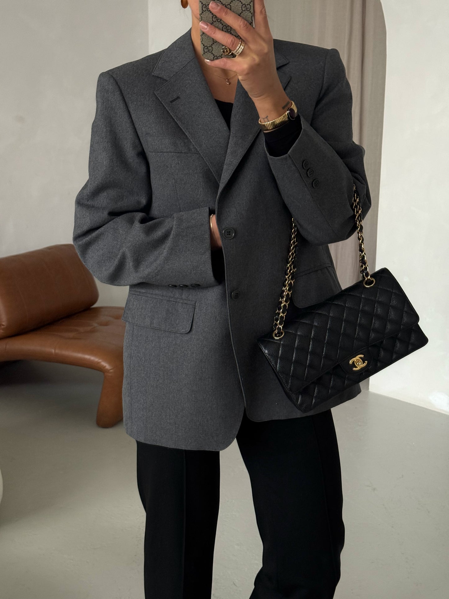 Structured Grey Wool Blazer