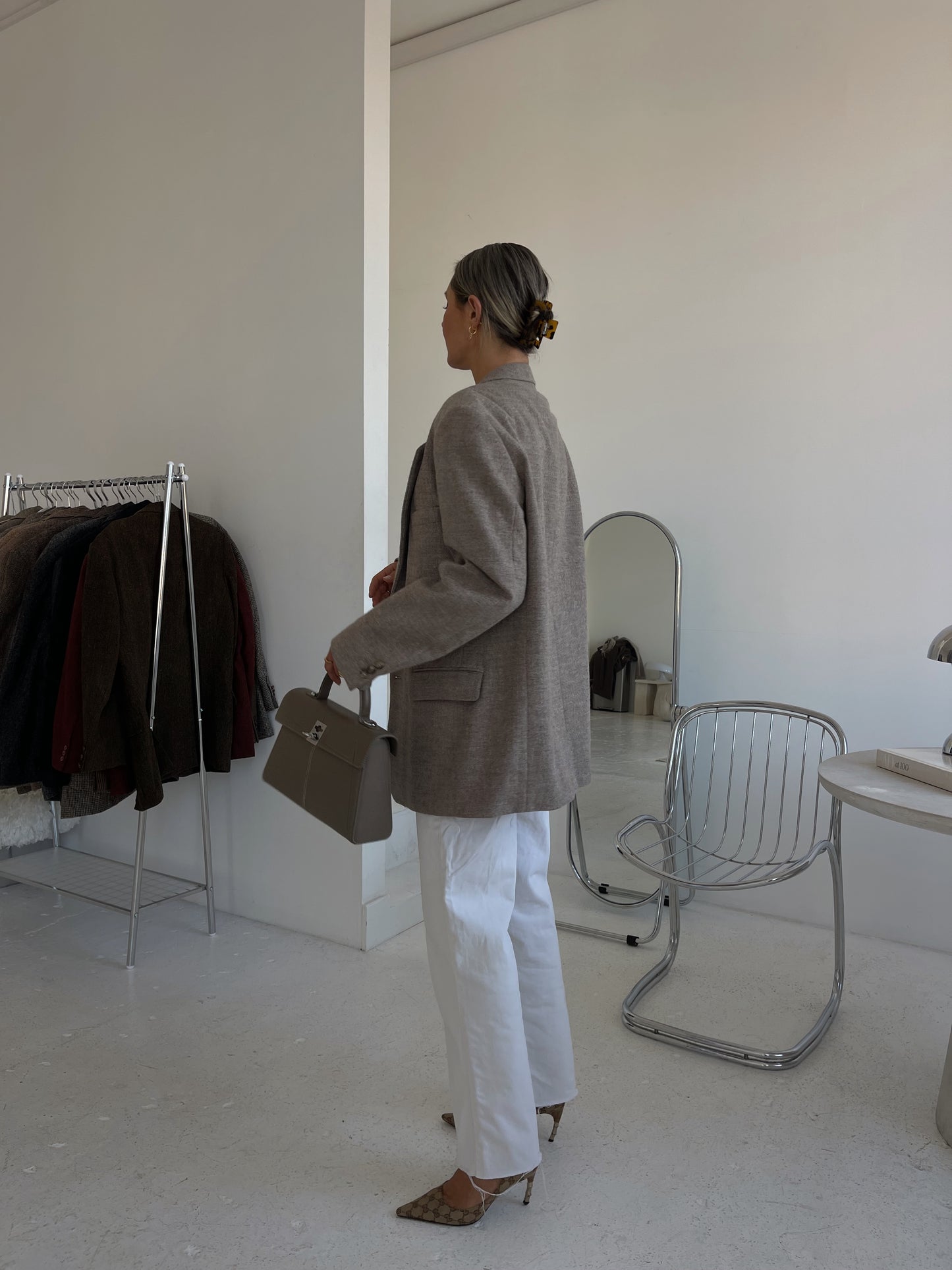 Mole/warm grey oversized wool blazer