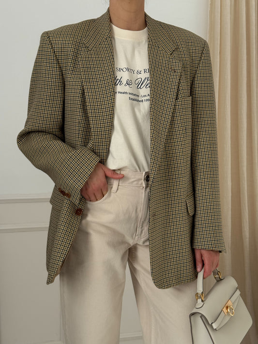 Vintage Wool Houndstooth Blazer