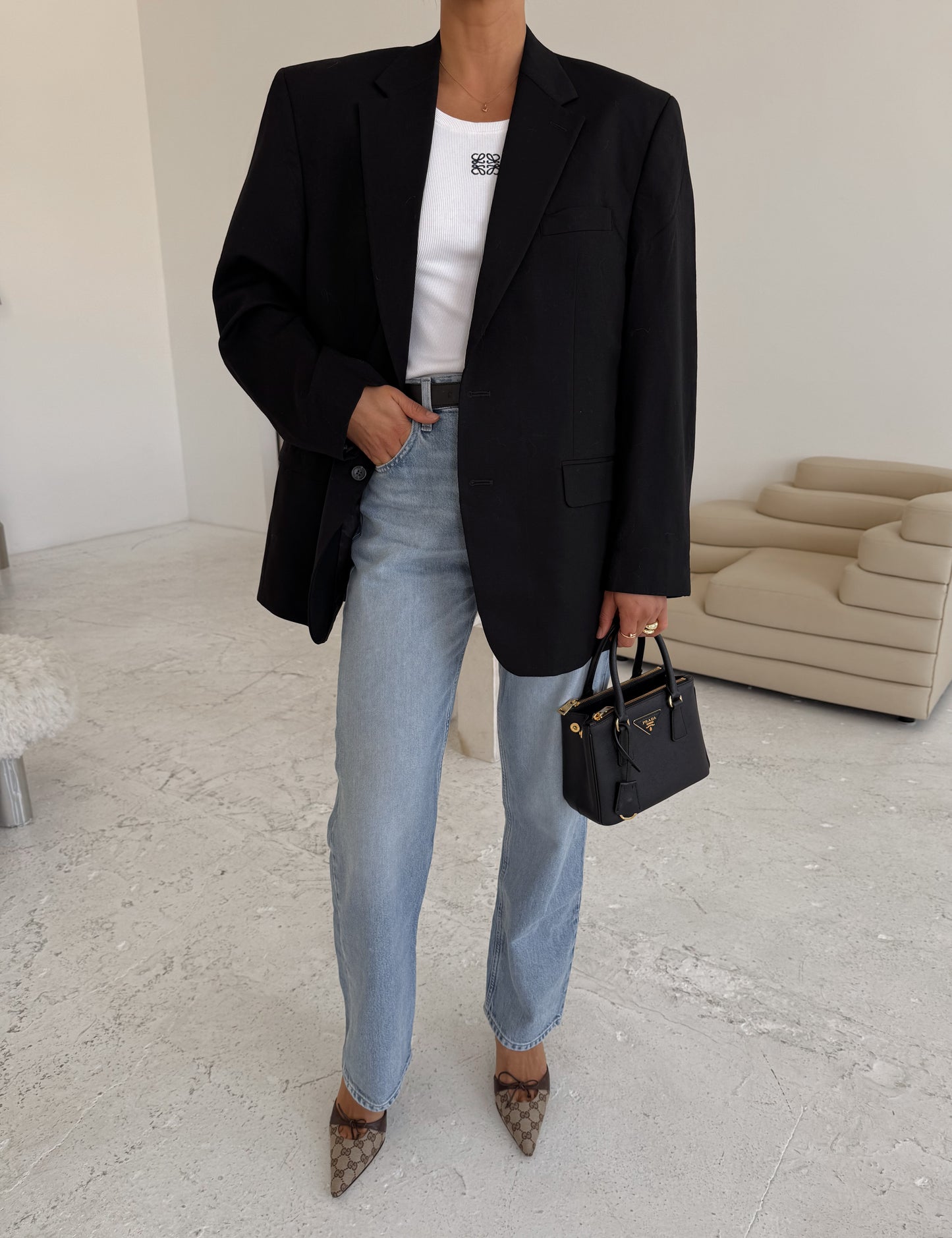 Vintage Designer Black Wool Blazer