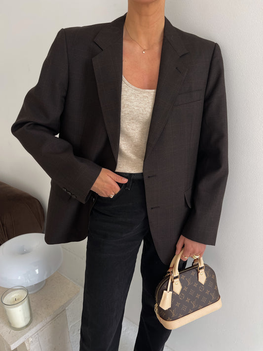 Dark Brown Checked Blazer