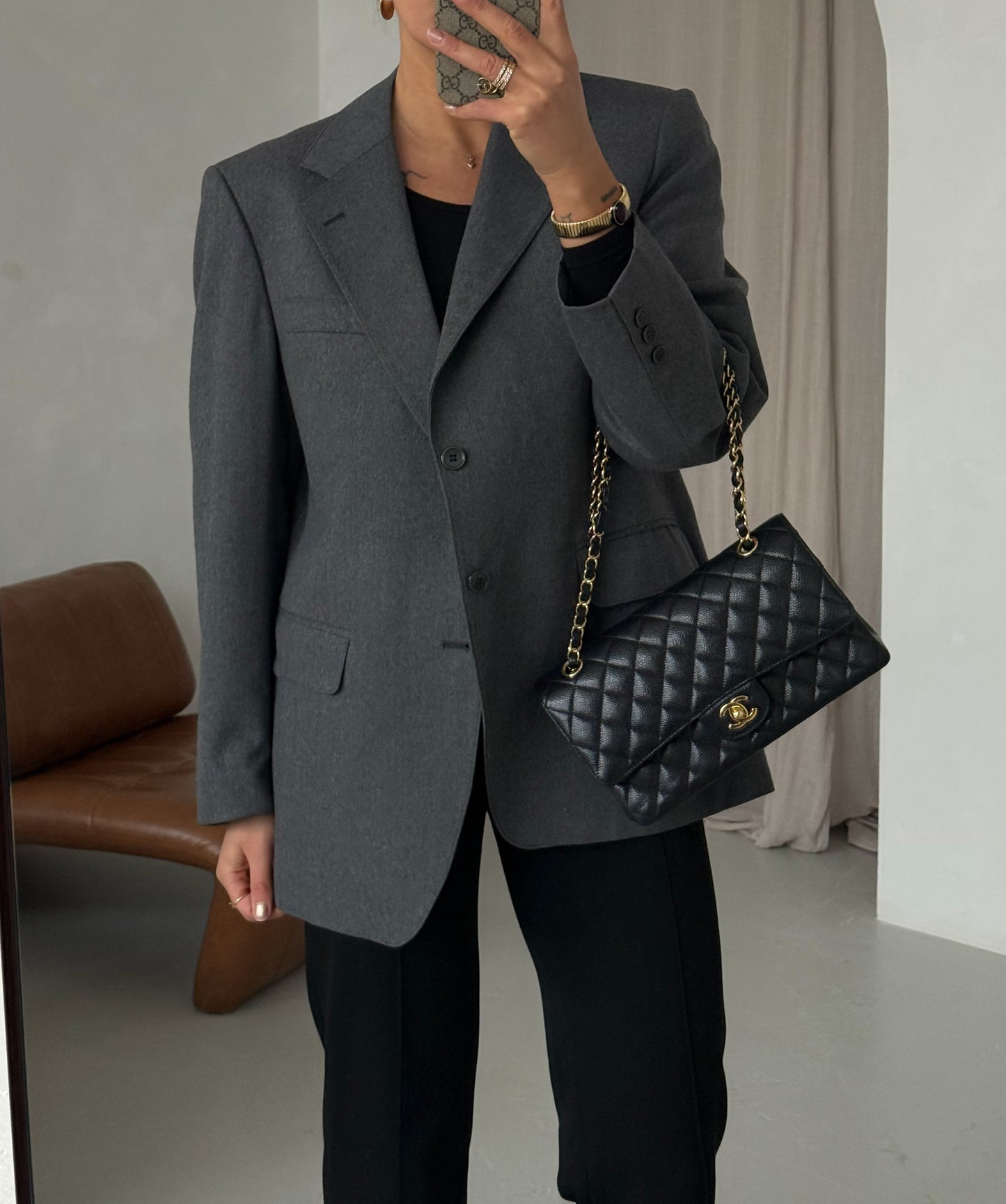 Structured Grey Wool Blazer