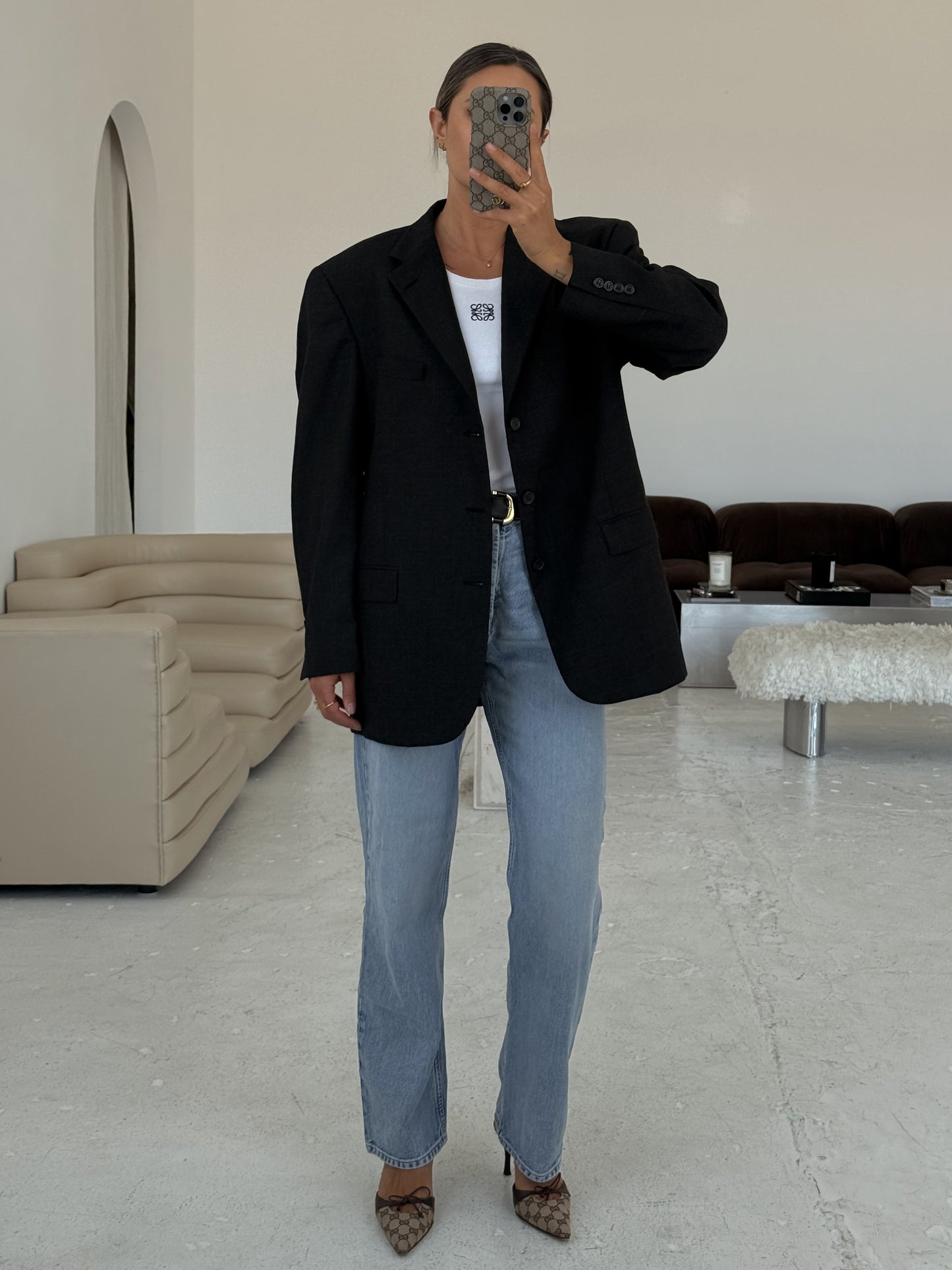 Vintage Designer Black Wool Blazer