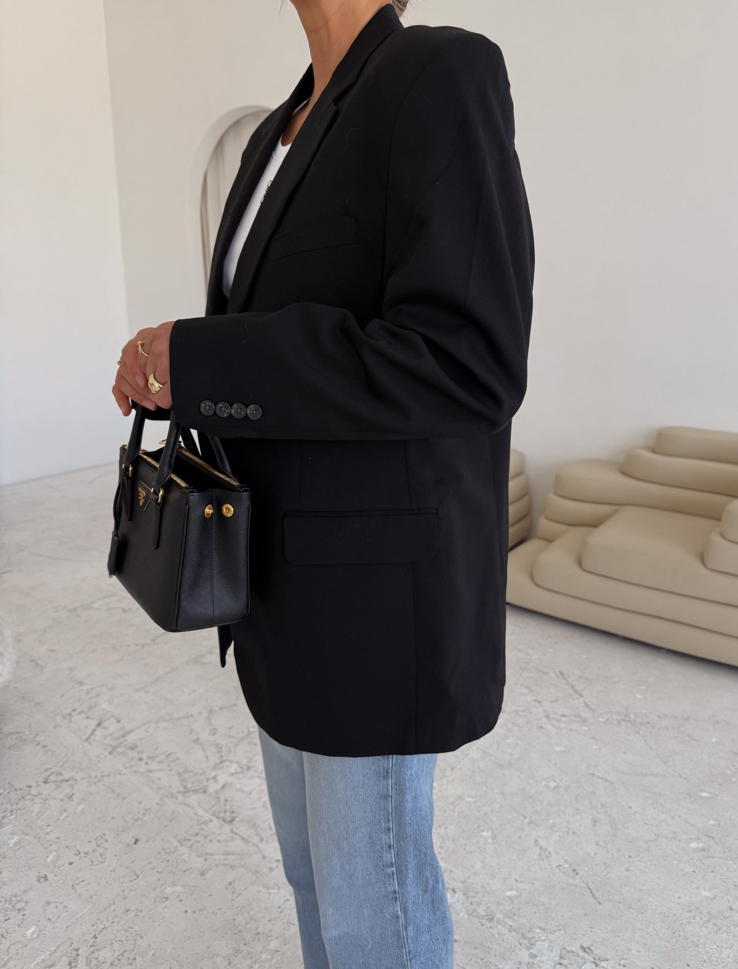 Vintage Designer Black Wool Blazer