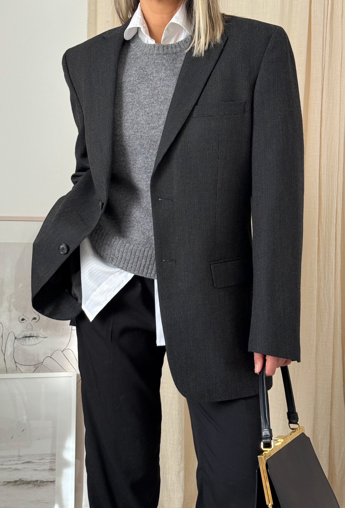 Vintage Dark Grey Oversized Blazer