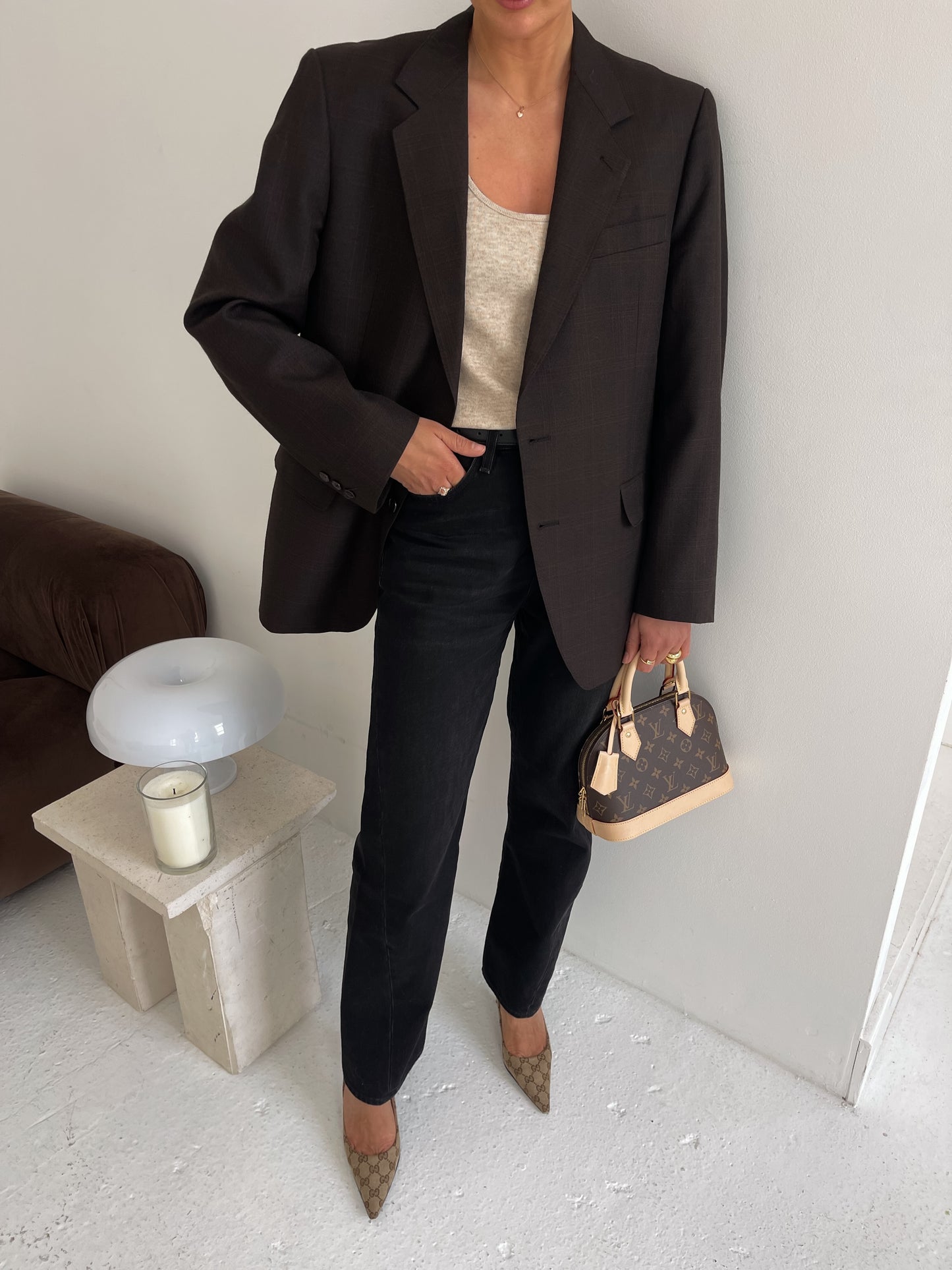 Dark Brown Checked Blazer