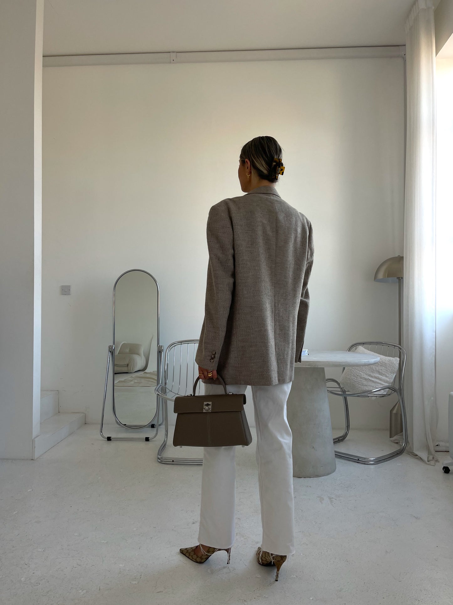Mole/warm grey oversized wool blazer